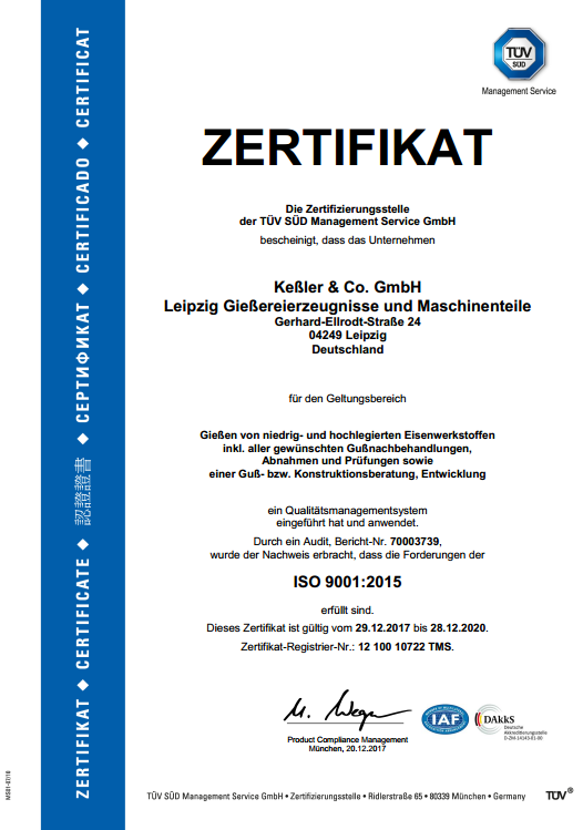 Certificate 9001 – 2015